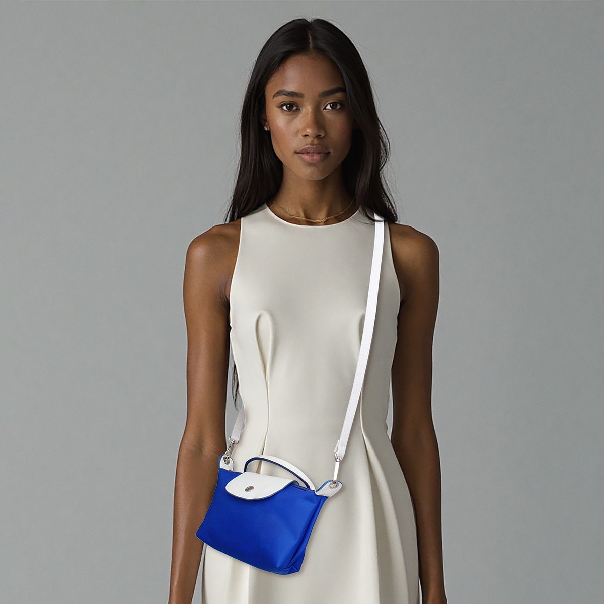 ZPB Sorority Blue Nylon Mini Pouch Handle Strap