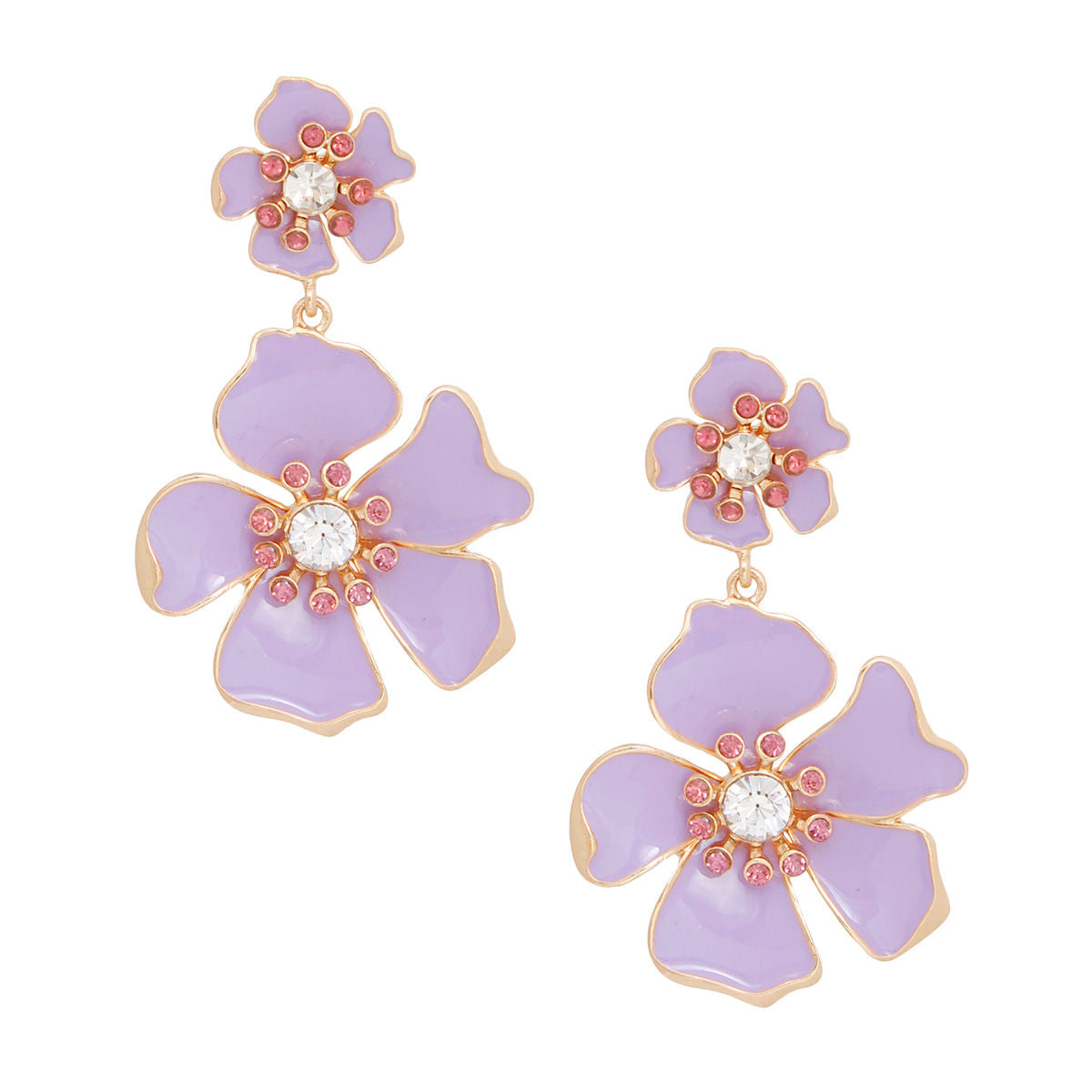 Drop Lavender Gold Tropical Flower Earrings Women