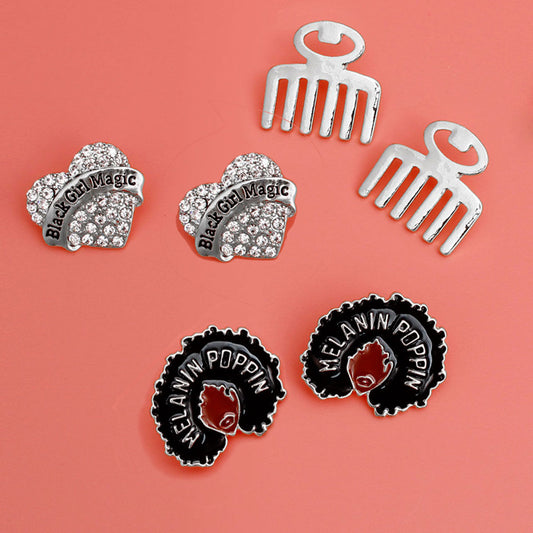 Silver 3 Pcs Melanin Poppin Studs