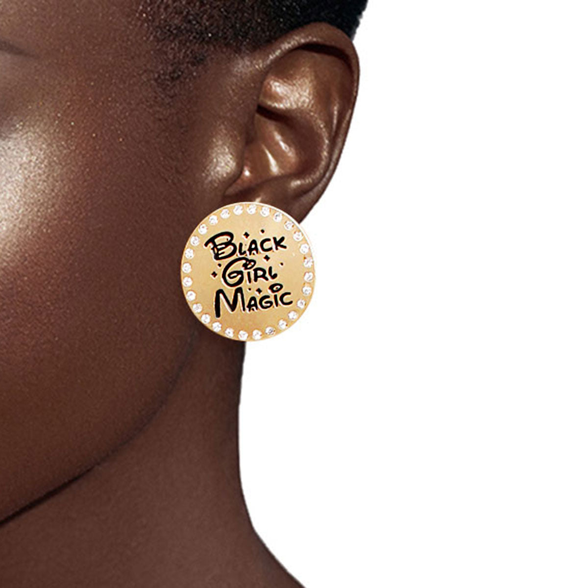 Gold 3 Pcs Black Girl Magic Studs