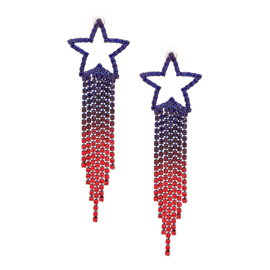 Fringe Earrings Star USA Bling for Women