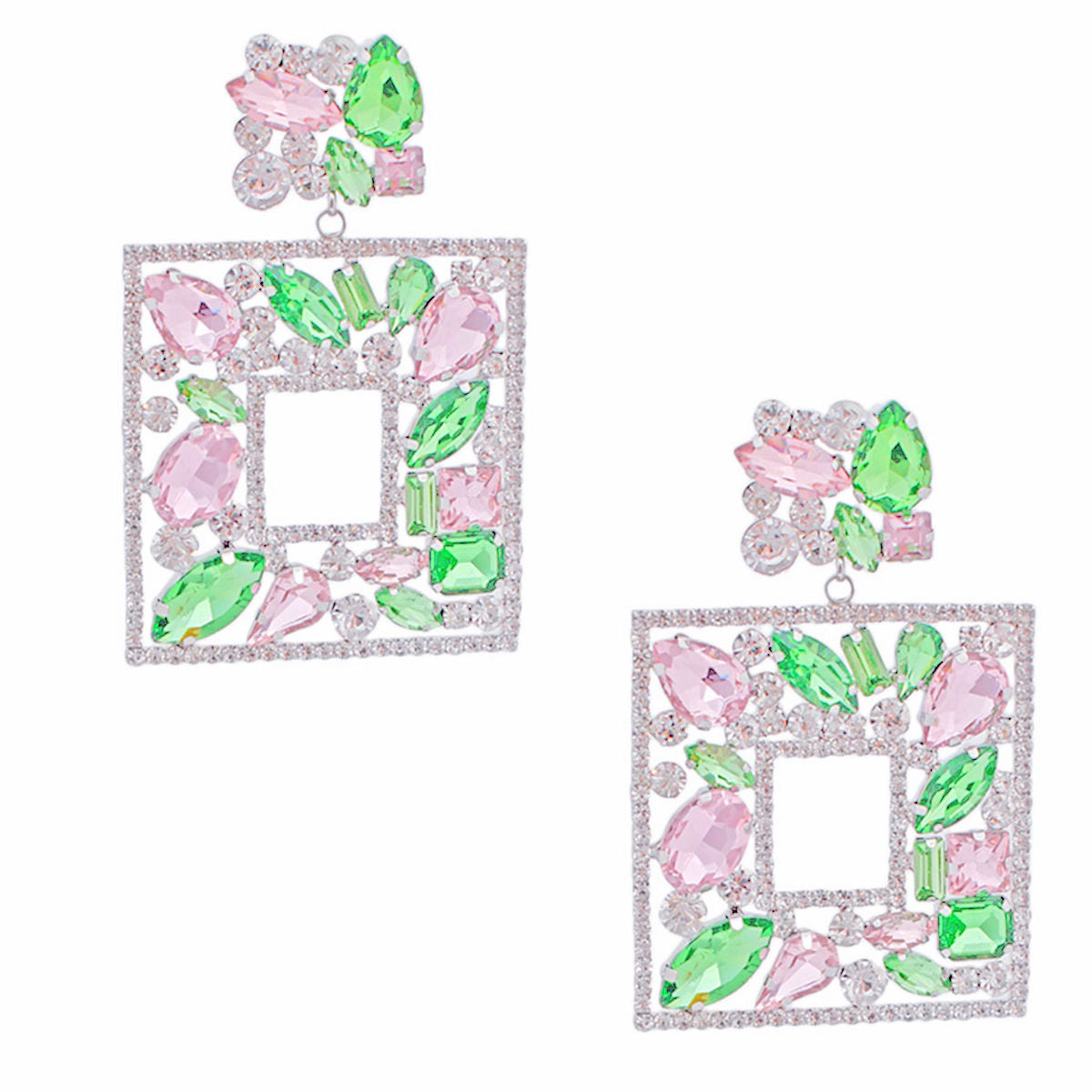 AKA Light Pink Green Crystal Square