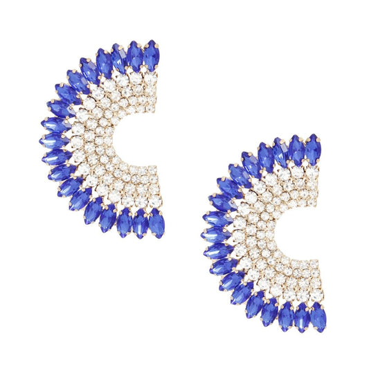Studs Blue Crystal Semi Circle Luminous Earrings