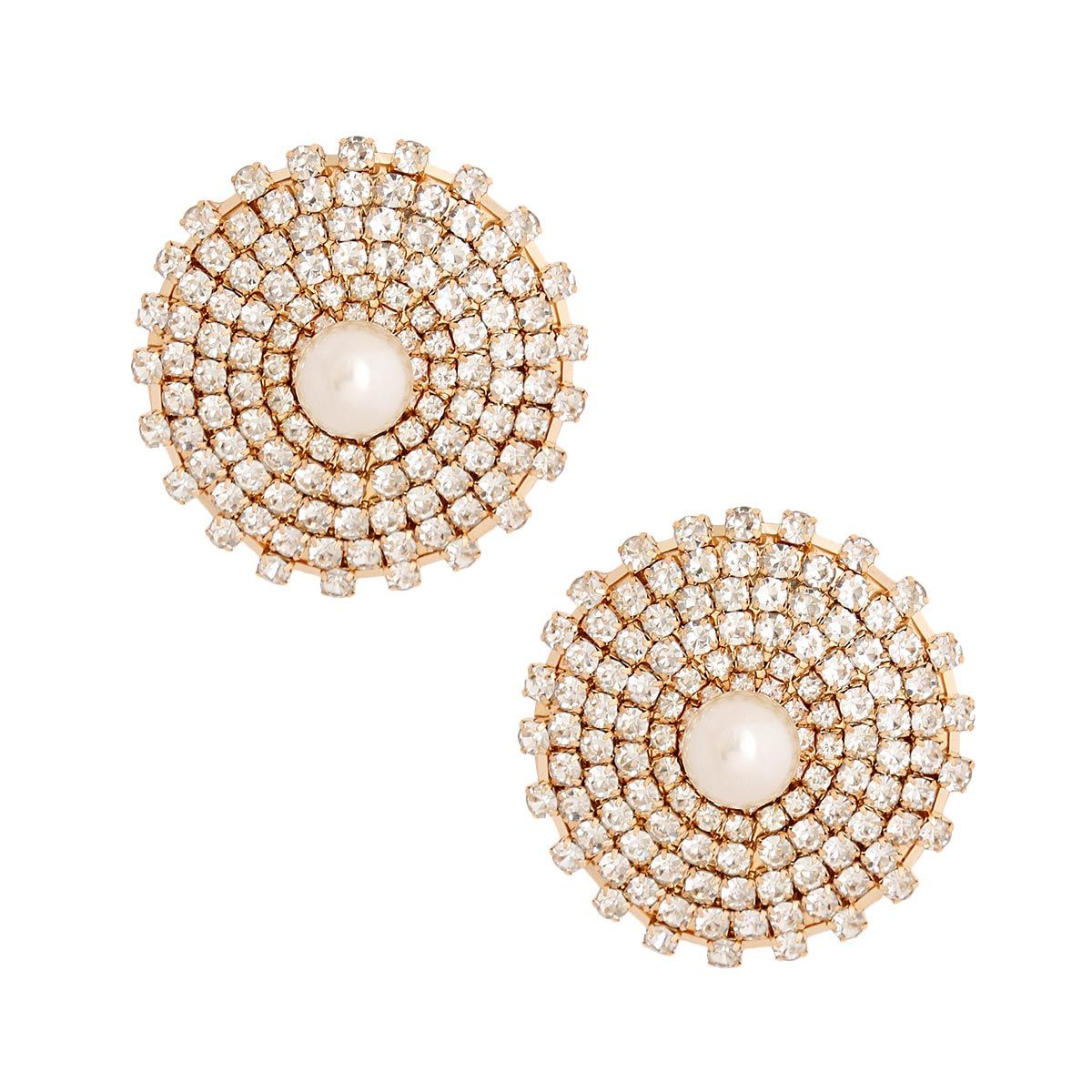 Gold Stone Pearl Studs