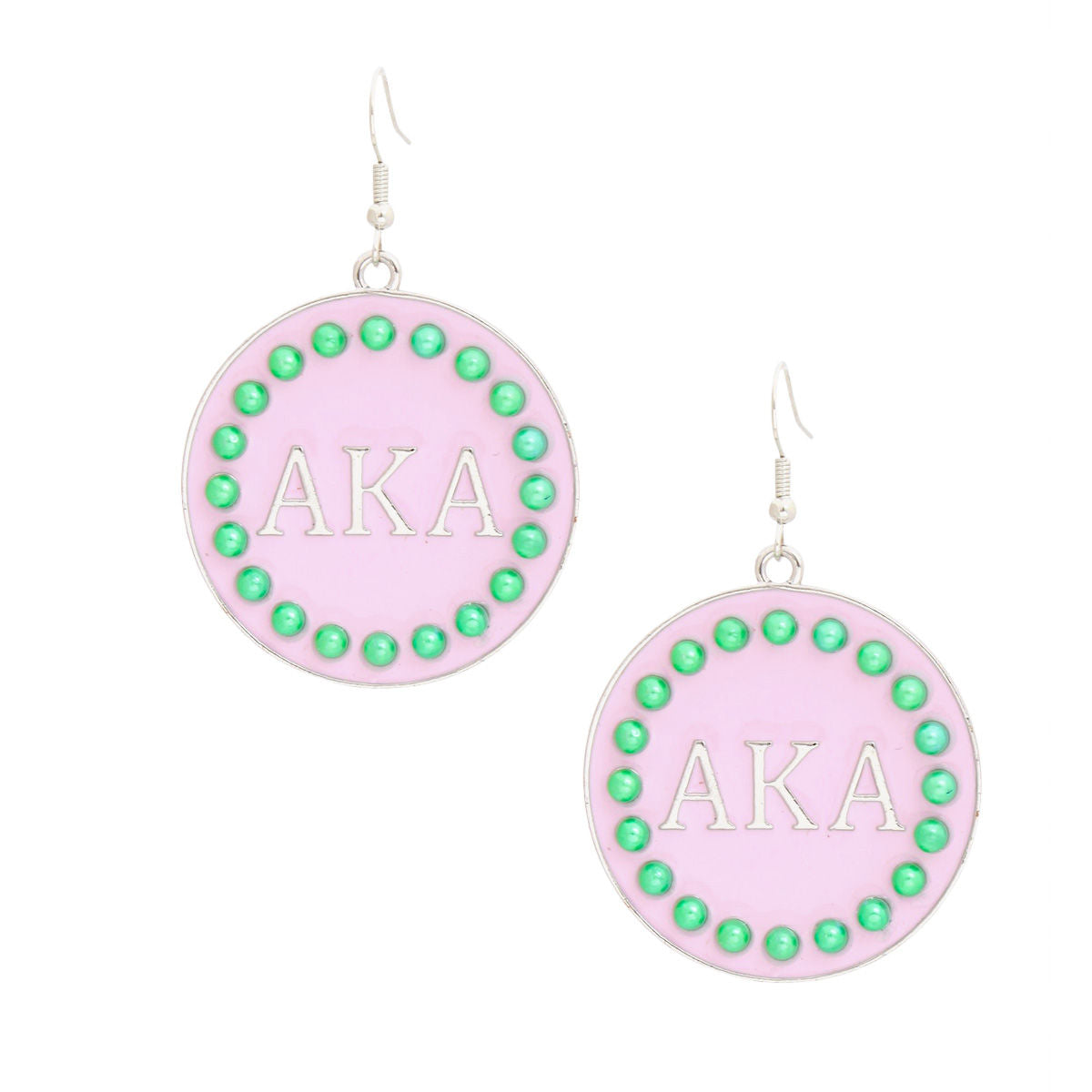 AKA Sorority Round Pink Fish Hook Earrings