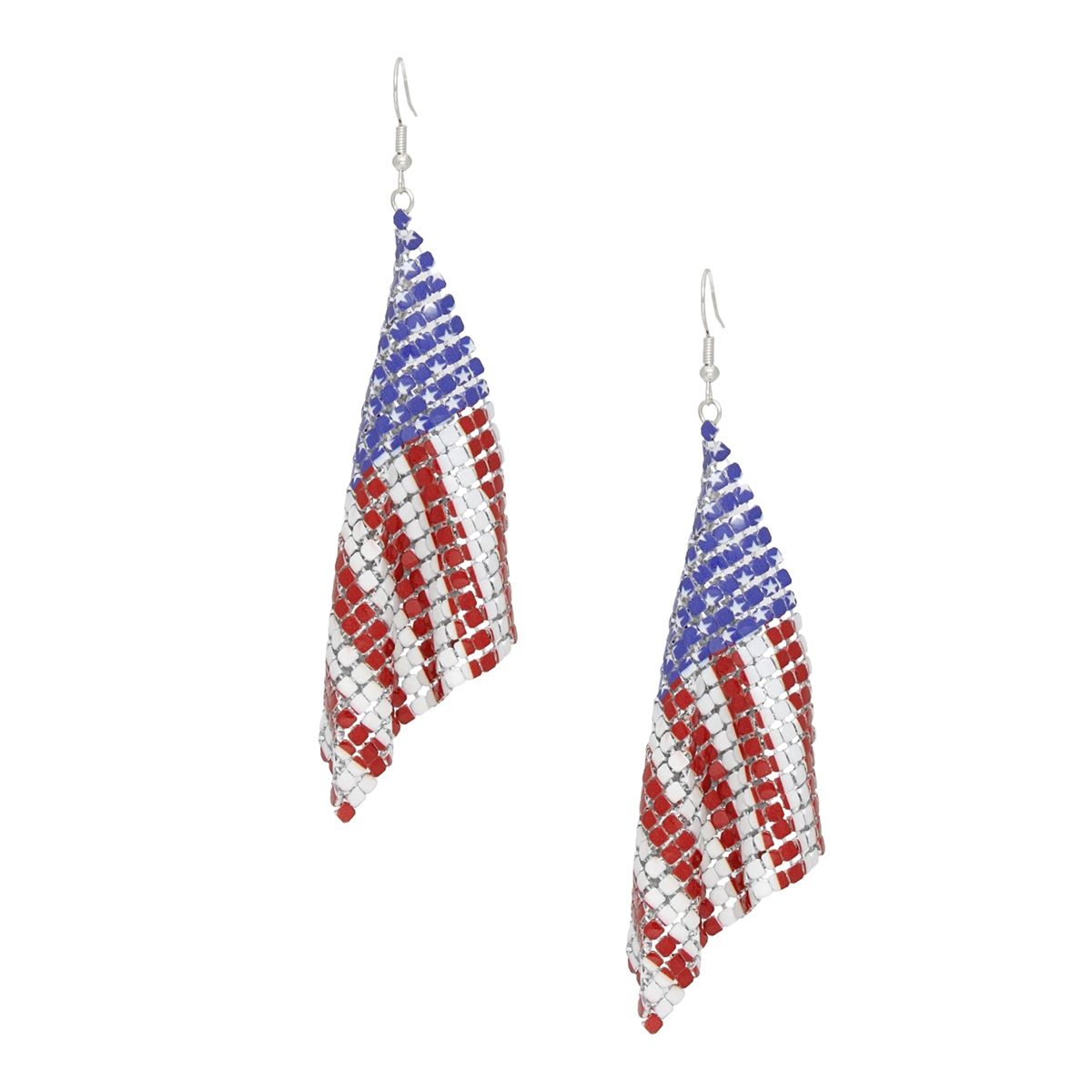 Fish Hook Stars and Stripes Draped Flag Earrings