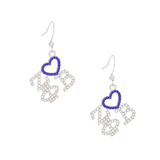 ZPB Greek Heartfelt Pride Bling Fish Hook Earrings