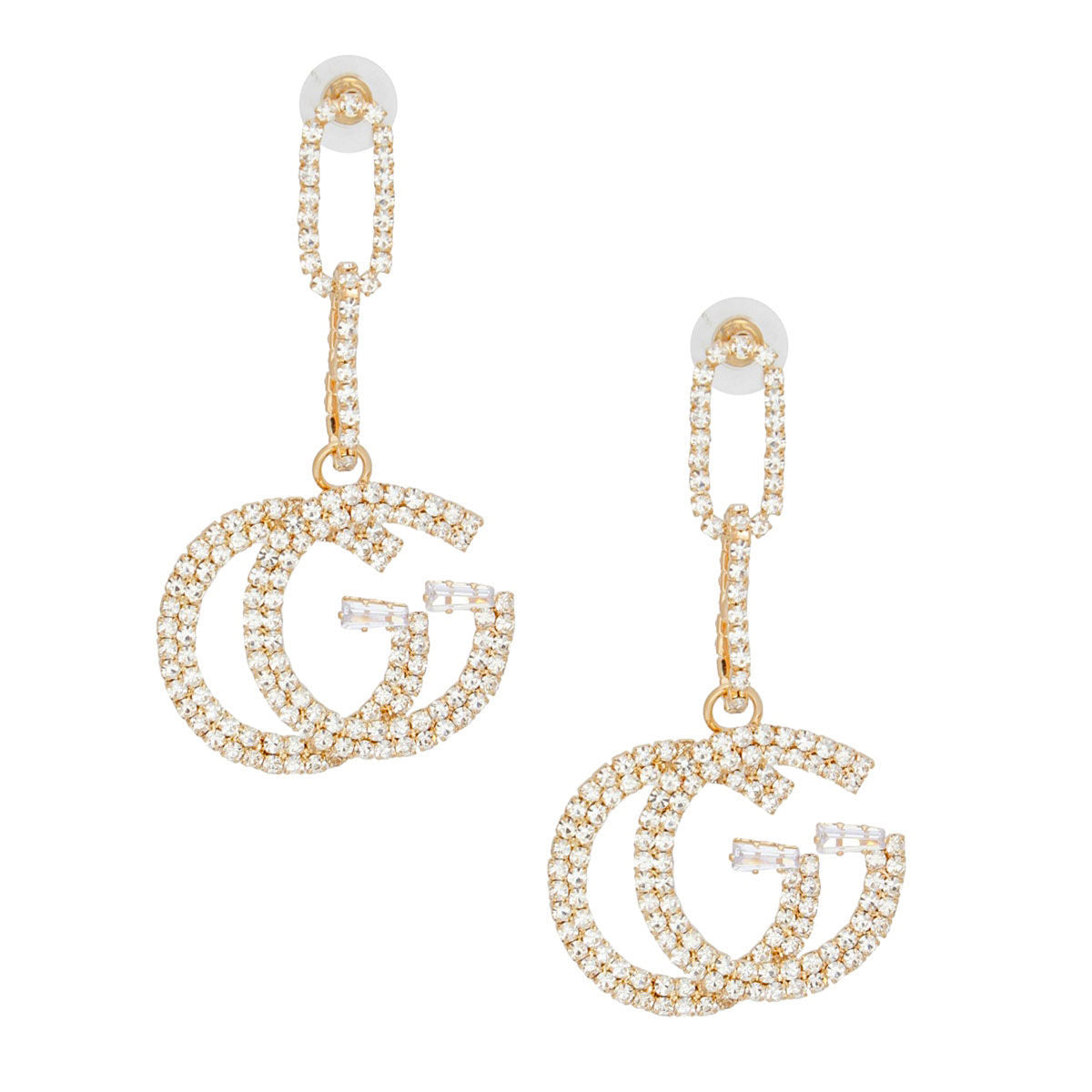 Drop Gold Pave Link GG Earrings for Women