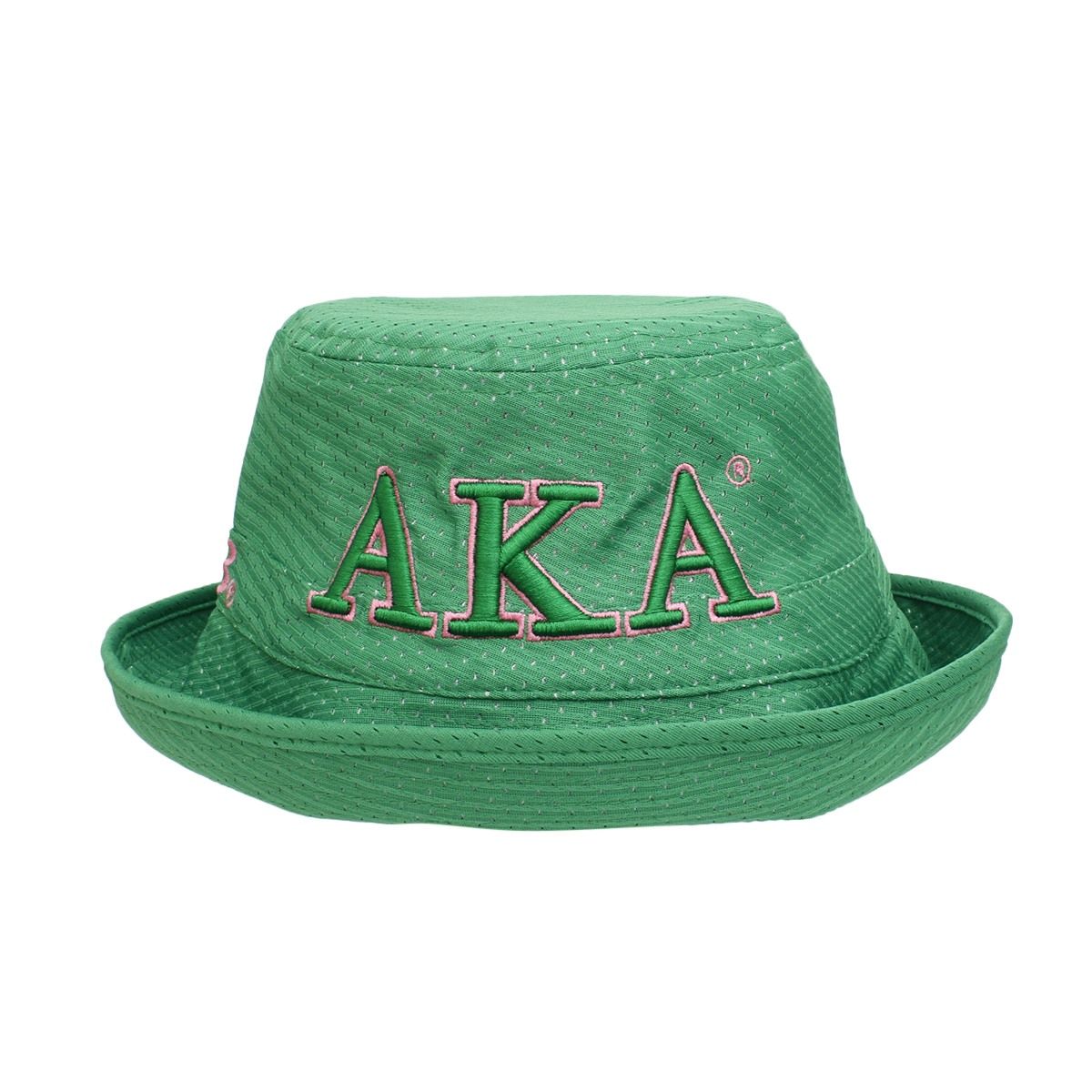 AKA Sorority Green Mesh Embroidered Bucket Hat