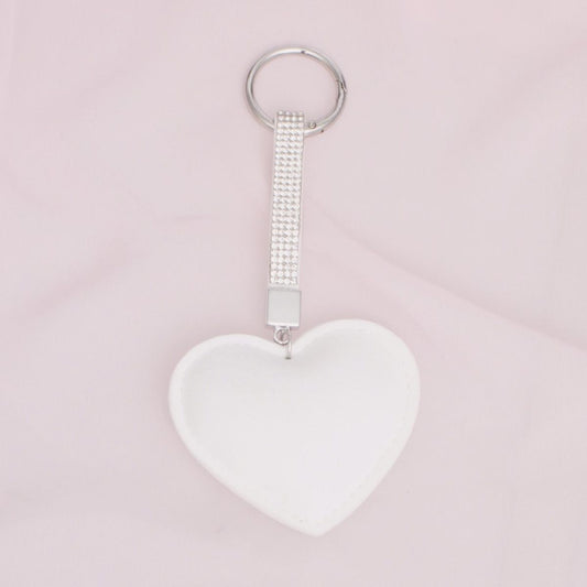 Handbag Clip Gleaming White Heart Padded Charm