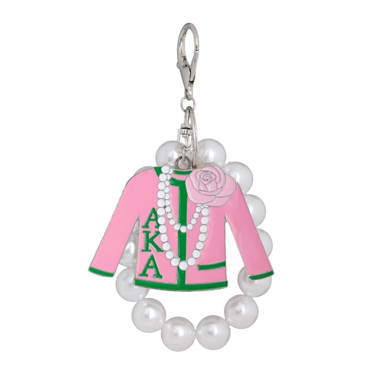 AKA Pink Green Sorority Keychain