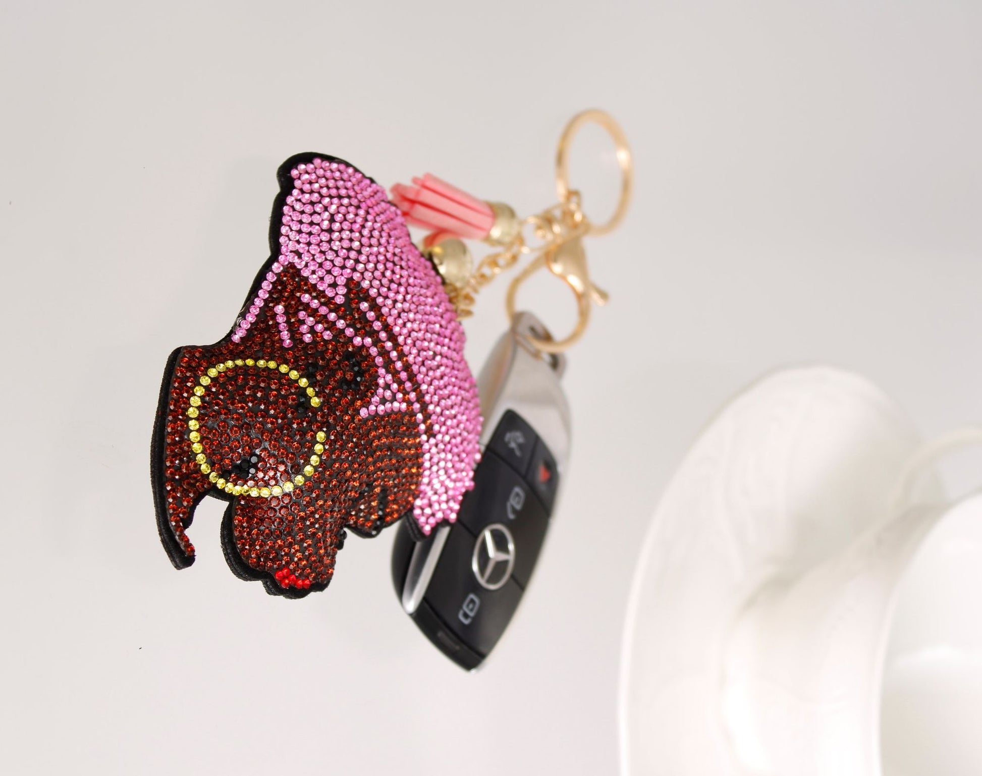 Light Pink Hair Woman Keychain