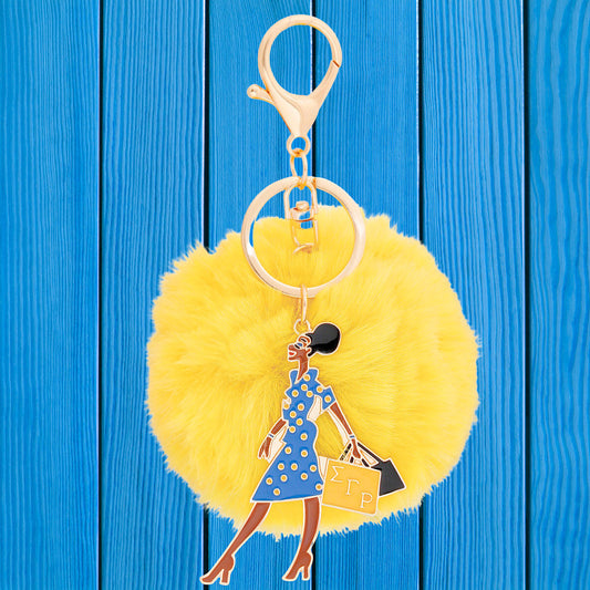 SGRHO Sorority Glam Gal Pom Pom Keychain Women