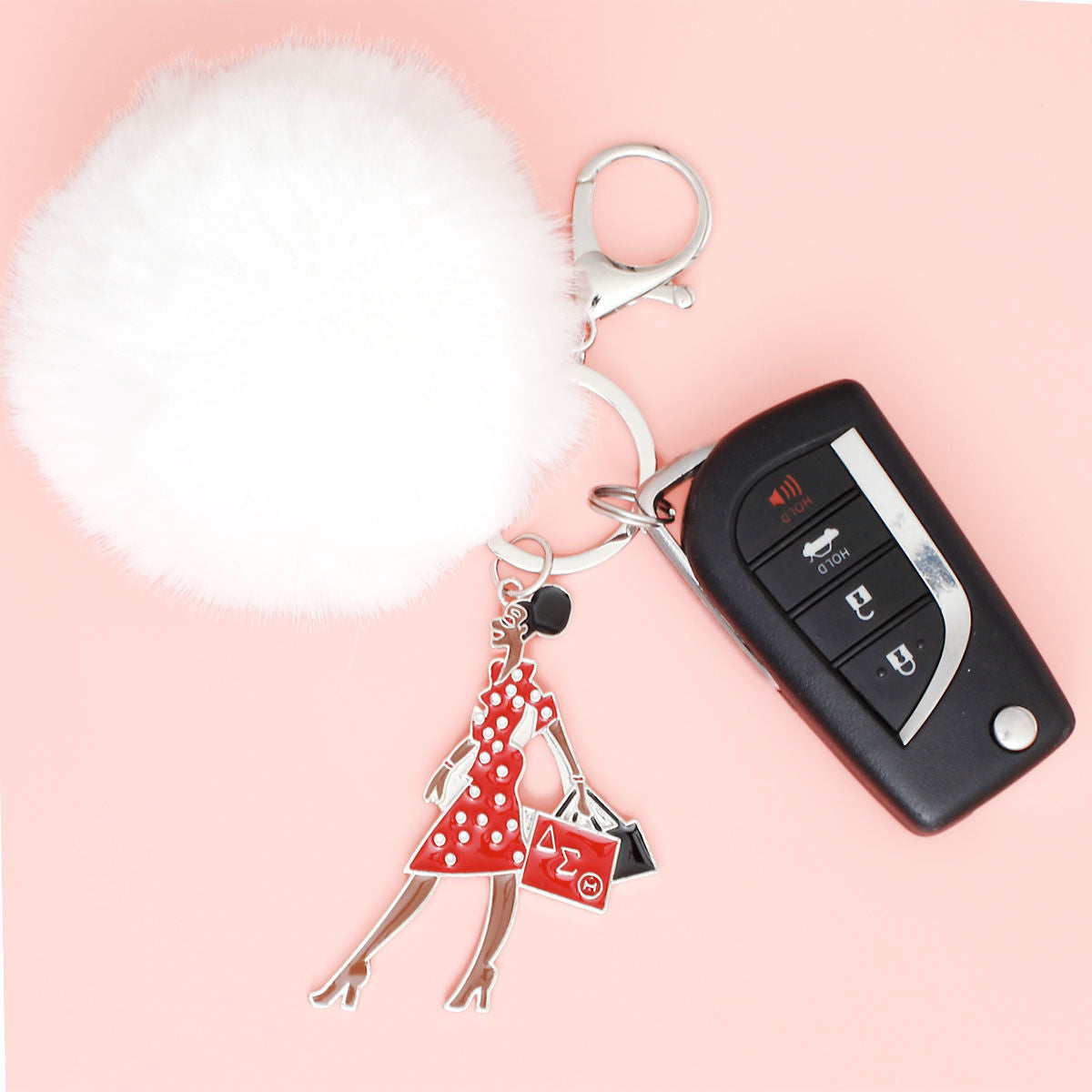 DST Sorority Glam Gal Pom Pom Keychain Women