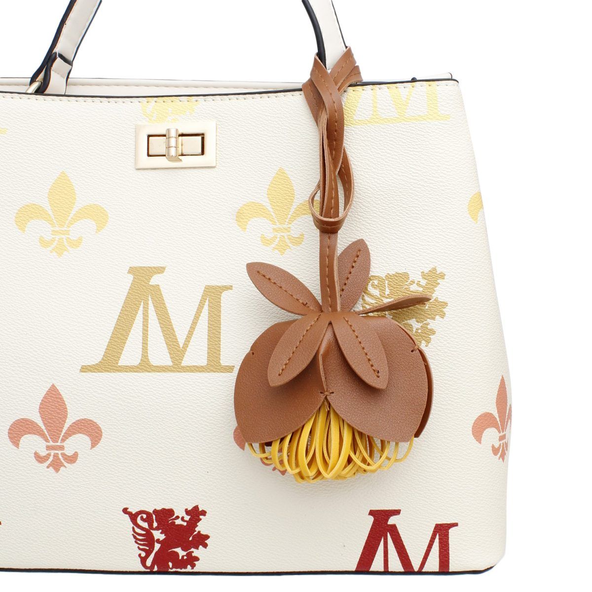 Bag Charm Brown Leather Flower Long Bag Accessory