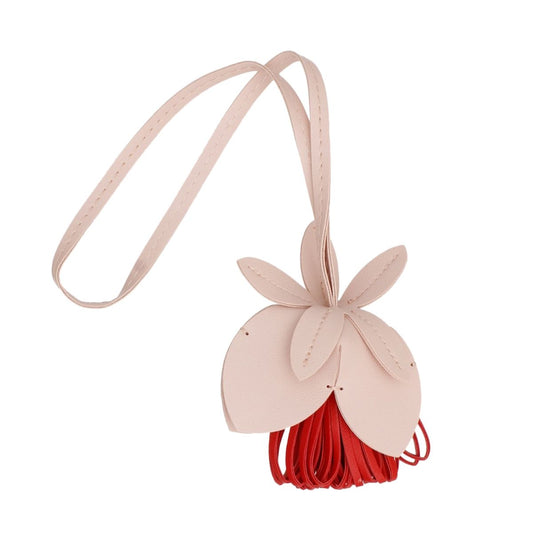 Bag Charm Pink Leather Flower Long Bag Accessory