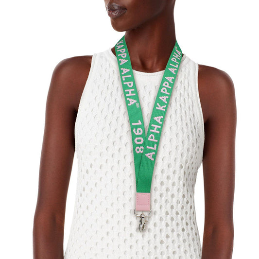 AKA Green Canvas Lanyard ID Badge Clip Women