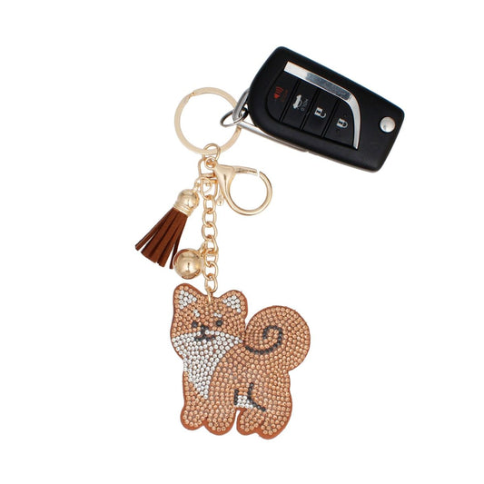 Keychain Cute Shiba Dog Pet Rhinestone Bag Charm