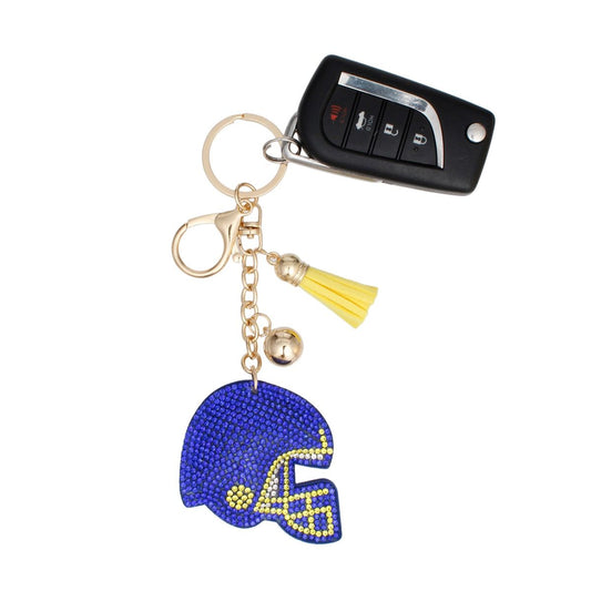 Keychain Blue Yellow Football Helmet Bag Charm