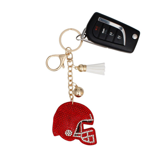 Keychain Red White Football Helmet Bag Charm