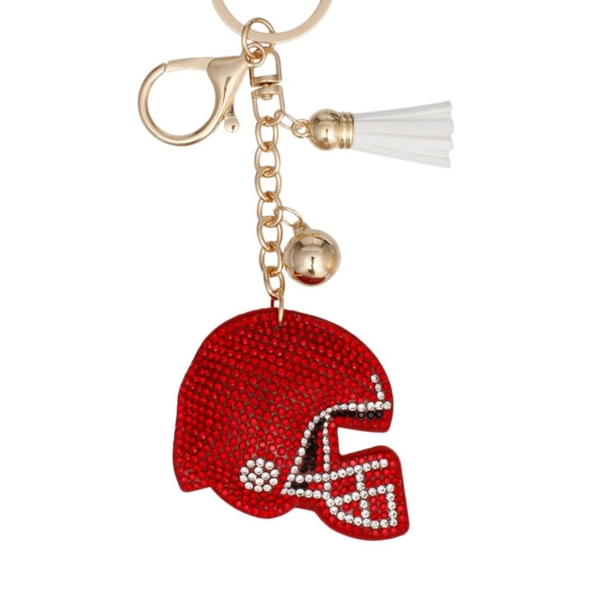 Keychain Red White Football Helmet Bag Charm