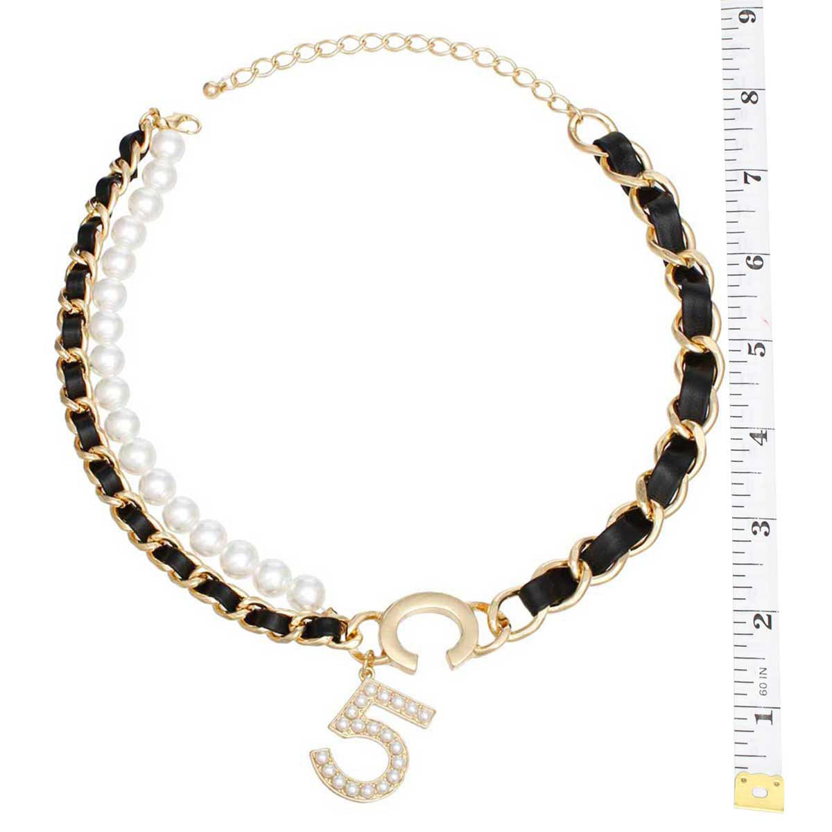 Necklace Black Woven Gold No 5 Chain for Women