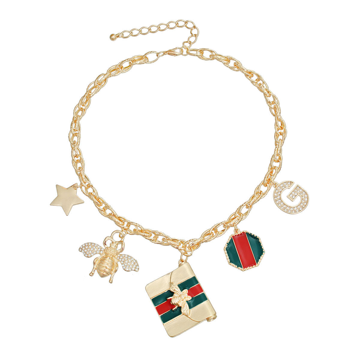 Gold Red and Green Designer Charm Chain