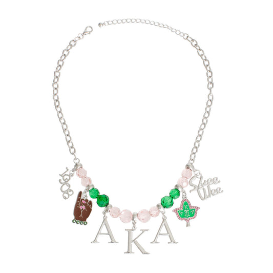 AKA Pink Green Bead AKA Necklace