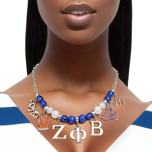 Blue Bead Zeta Necklace