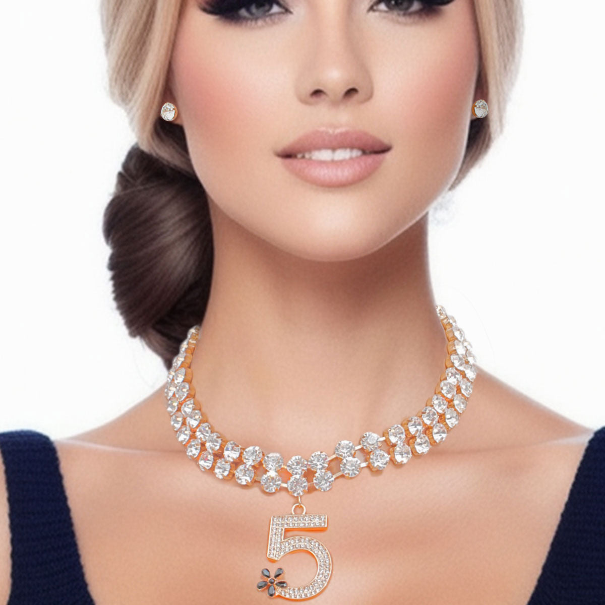 No. 5 Two Line Crystal Necklace- Couturier Chic