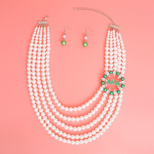 AKA Necklace White Pearl AKA Set