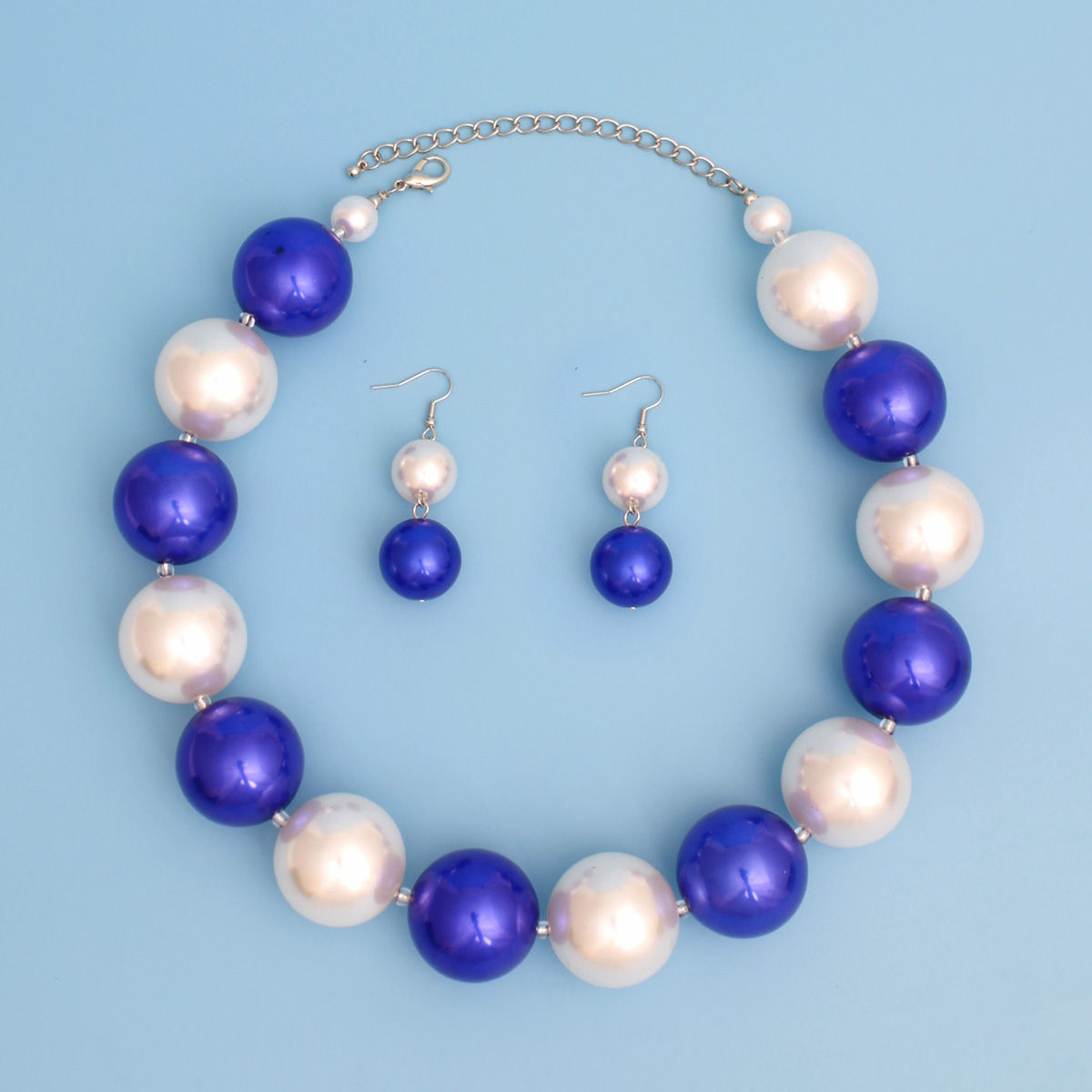 ZPB Sorority Blue White 30mm Jumbo Pearl Set