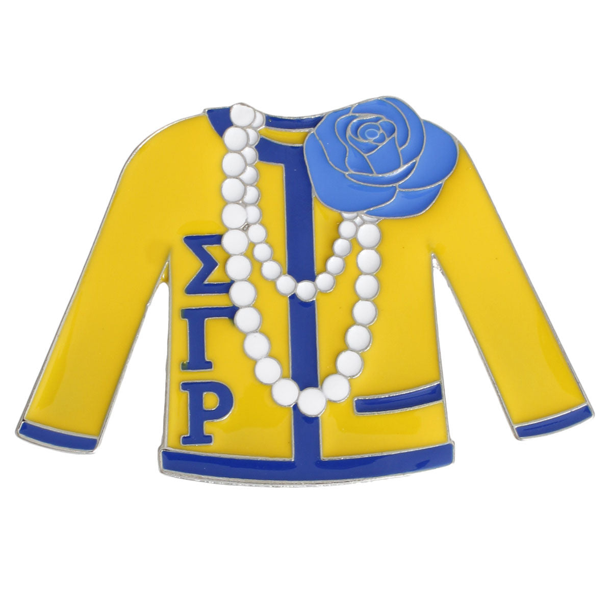 Yellow Blue Sweater Sorority Pin