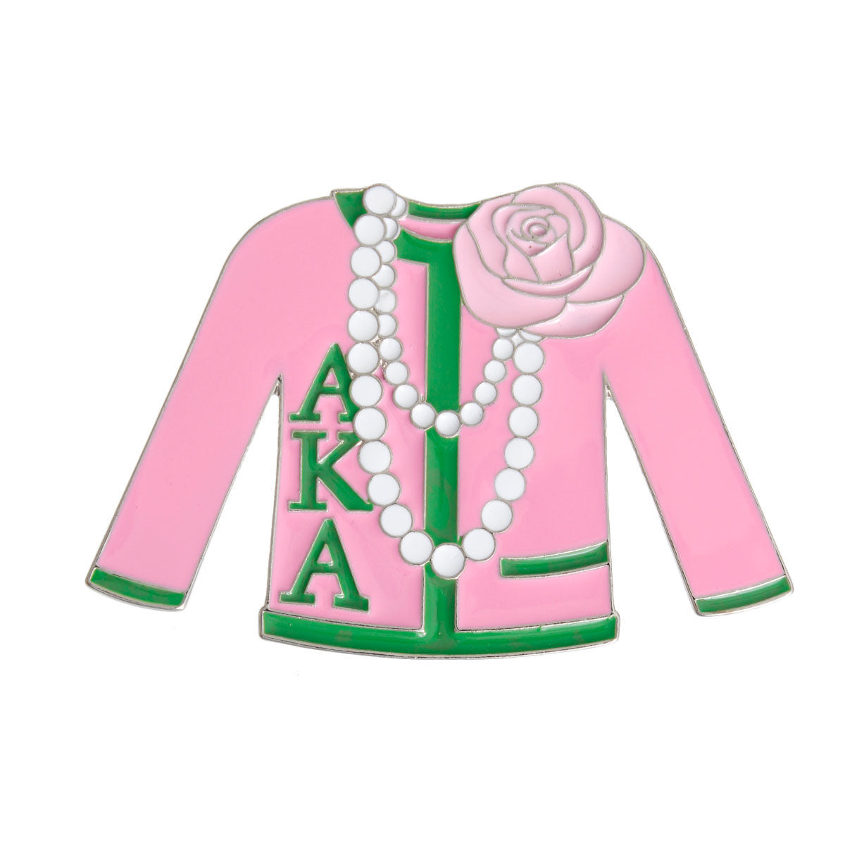 AKA Pink Green Sorority Sweater Pin