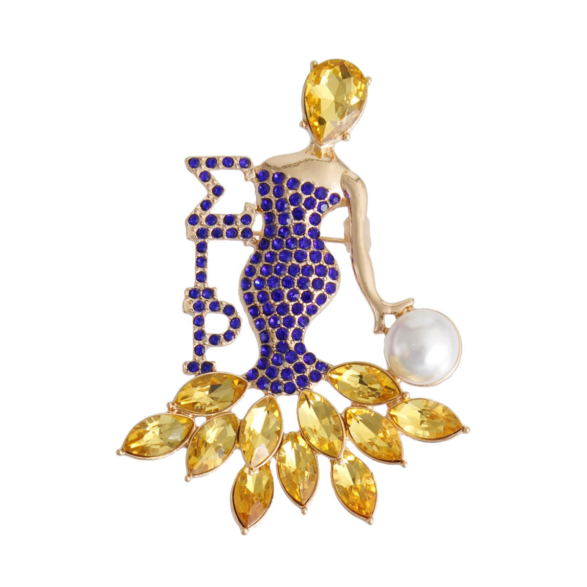 Blue Gold Woman Sorority Pin