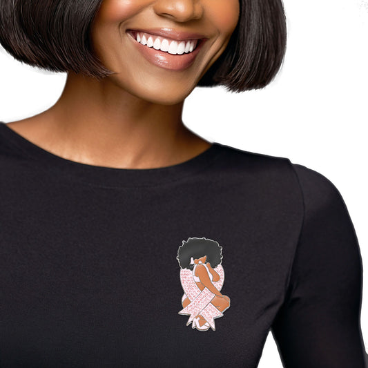 Brooch Light Pink Diva Afro Woman Pin for Women