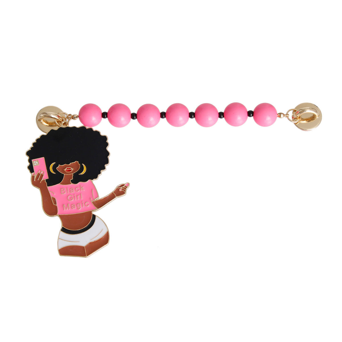 Pink Black Girl Magic Phone Strap