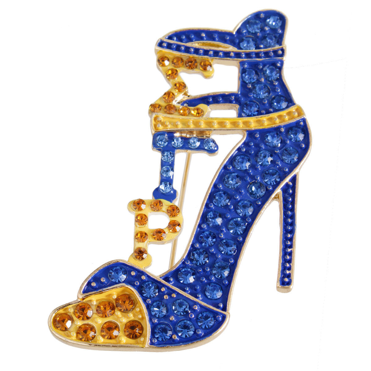 Blue Gold Heel Sorority Brooch