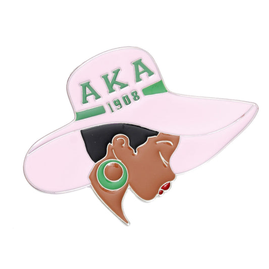AKA Pink Green Greek Letter Hat Pin
