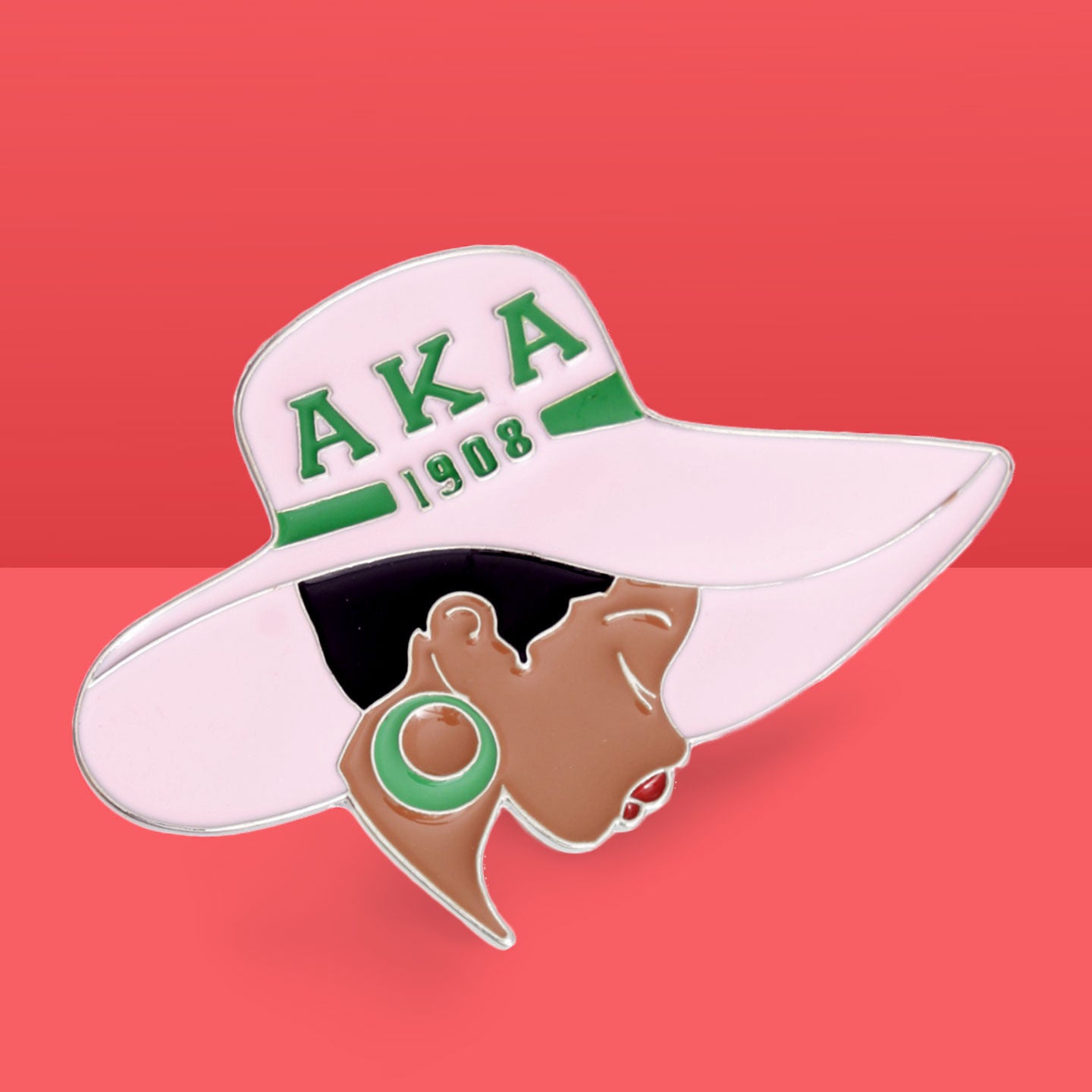 AKA Pink Green Greek Letter Hat Pin