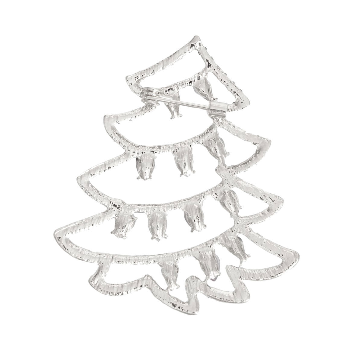 Brooch Silver Xmas Tree Bling Pin for Women