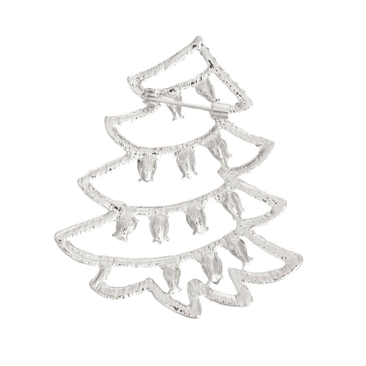 Brooch Silver Xmas Tree Bling Pin for Women