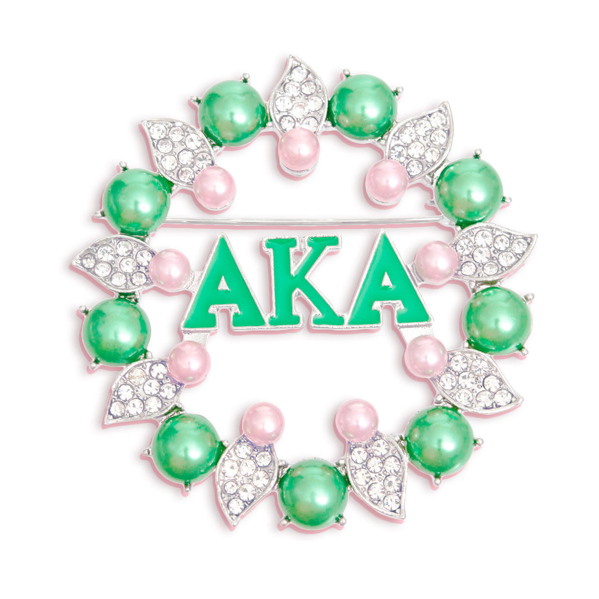 AKA Brooch Pink Green AKA Pearl Pin