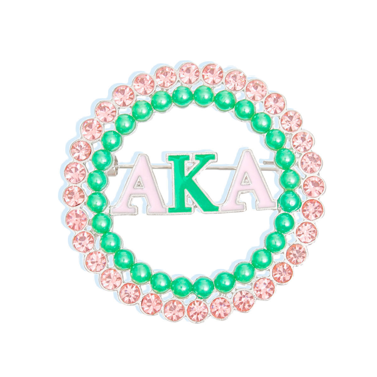 AKA Brooch Pink Green AKA Round Pin