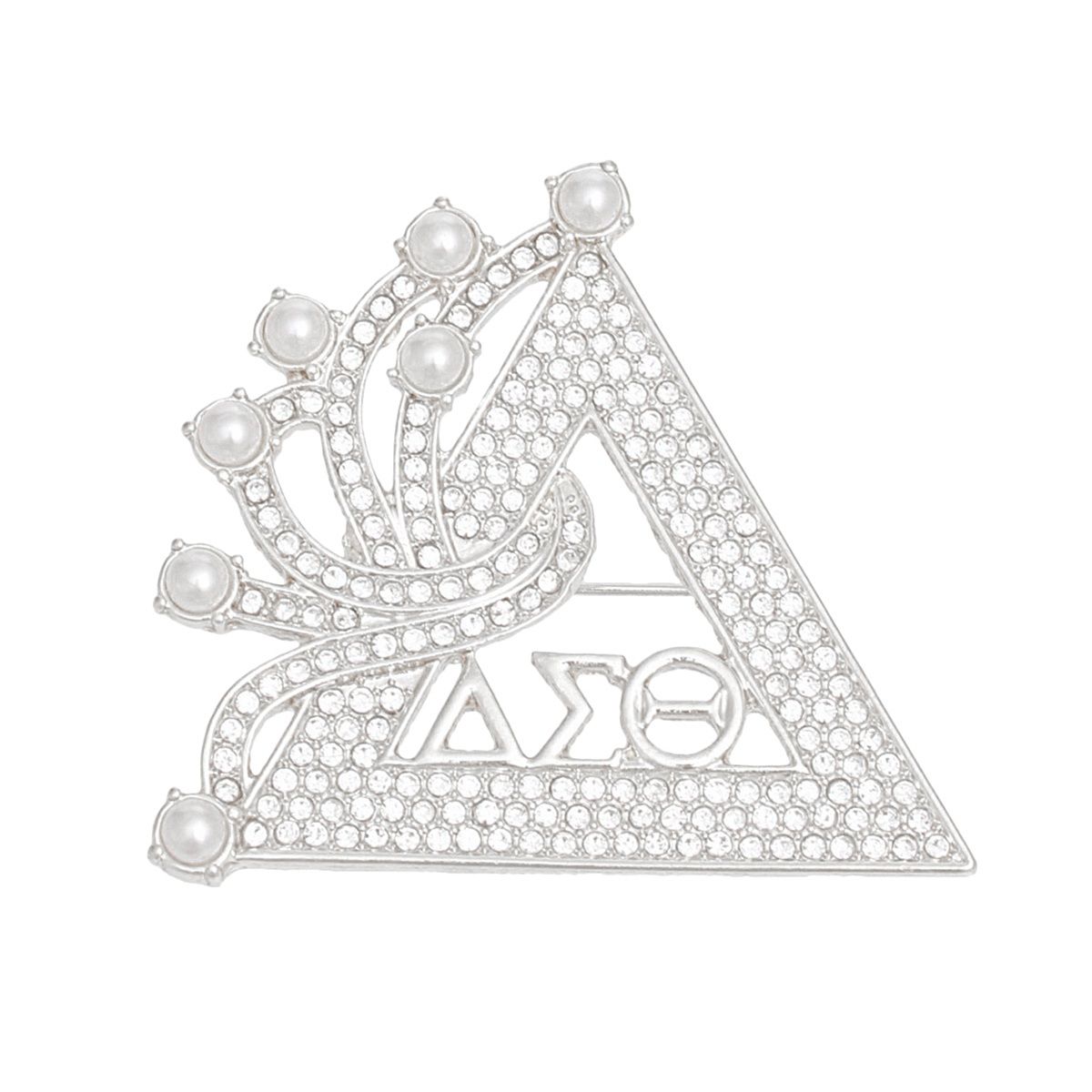 DST Sorority Silver Delta Brooch Pin for Women