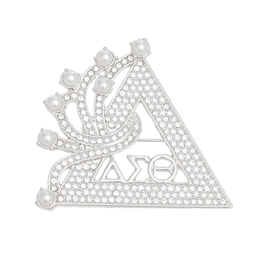 DST Sorority Silver Delta Brooch Pin for Women