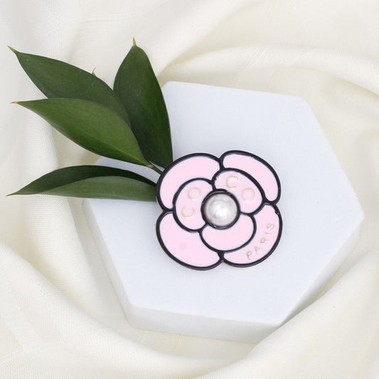 Brooch Pink Paris Coco Flower Pearl Couture Pin
