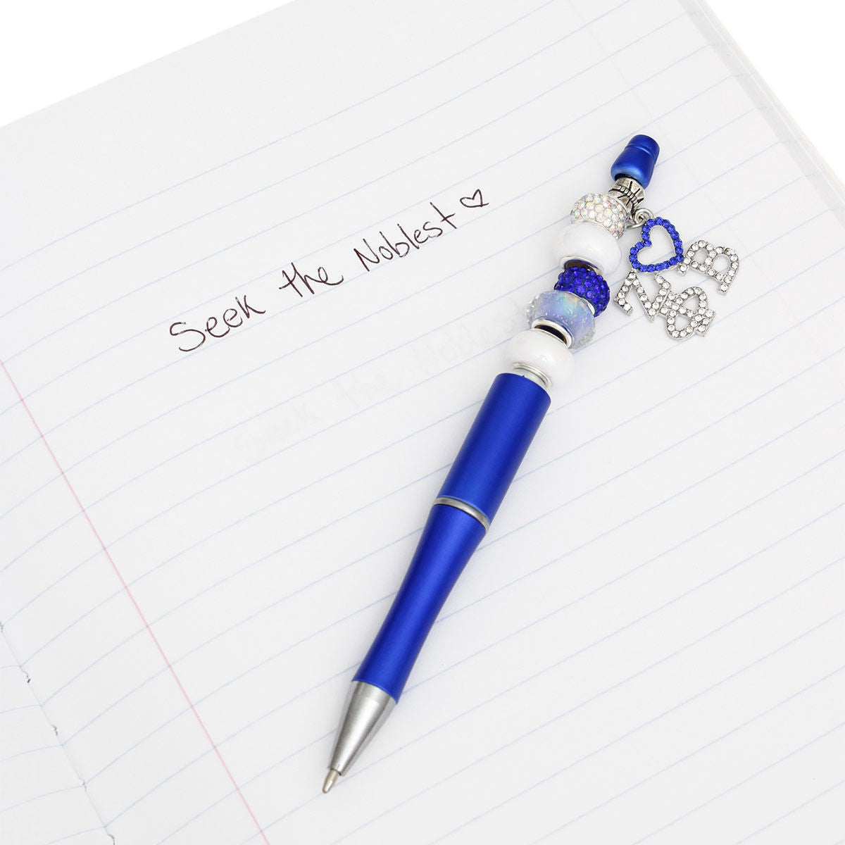 ZPB Sorority Bling Bead and Charm Blue Pen