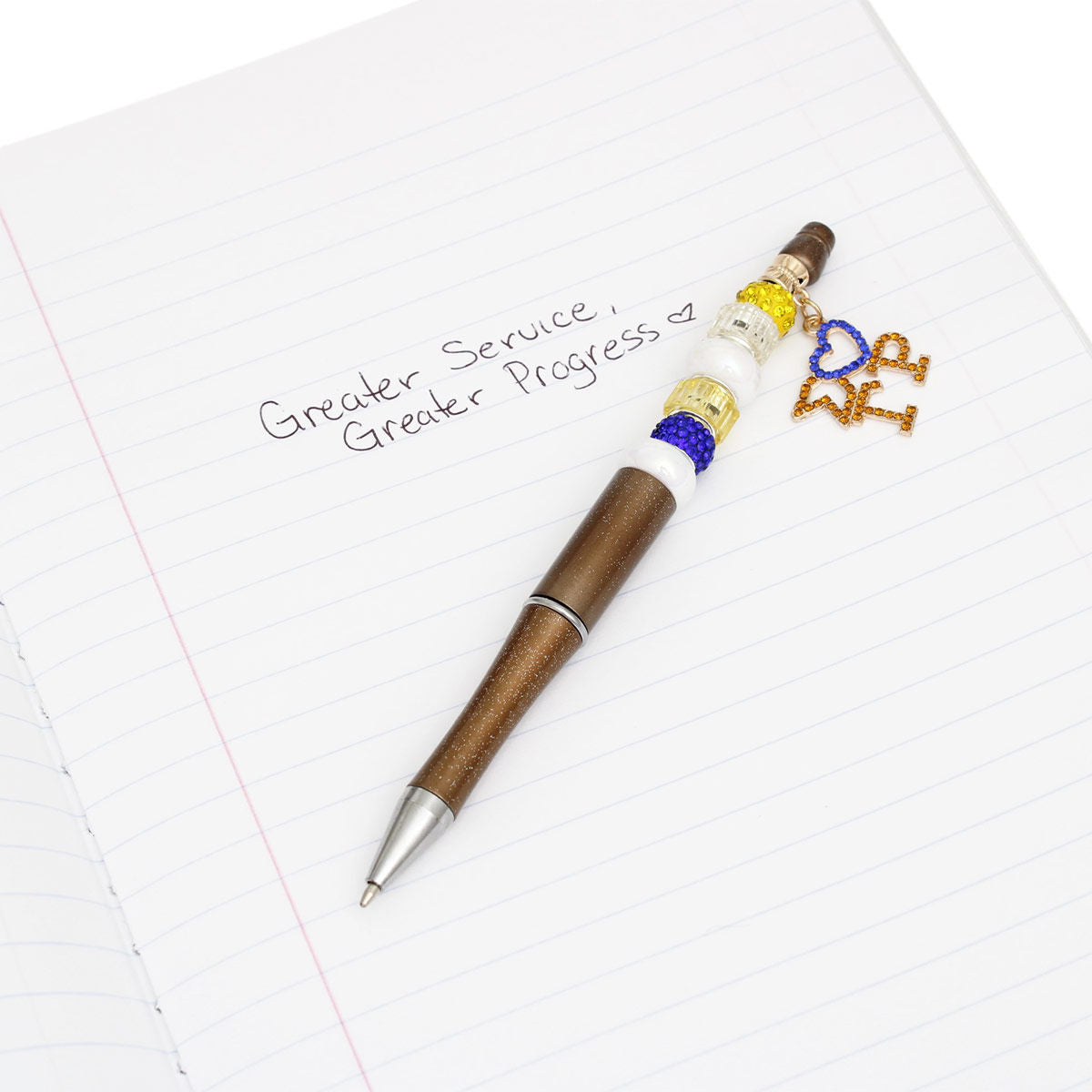 SGRHO Sorority Bling Bead and Charm Gold Pen