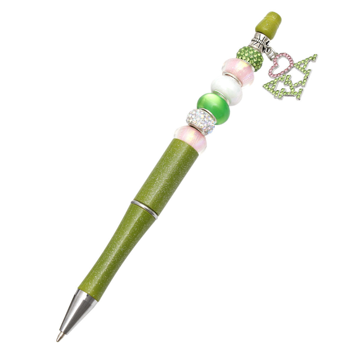 AKA Sorority Bling Bead and Charm Green Pen